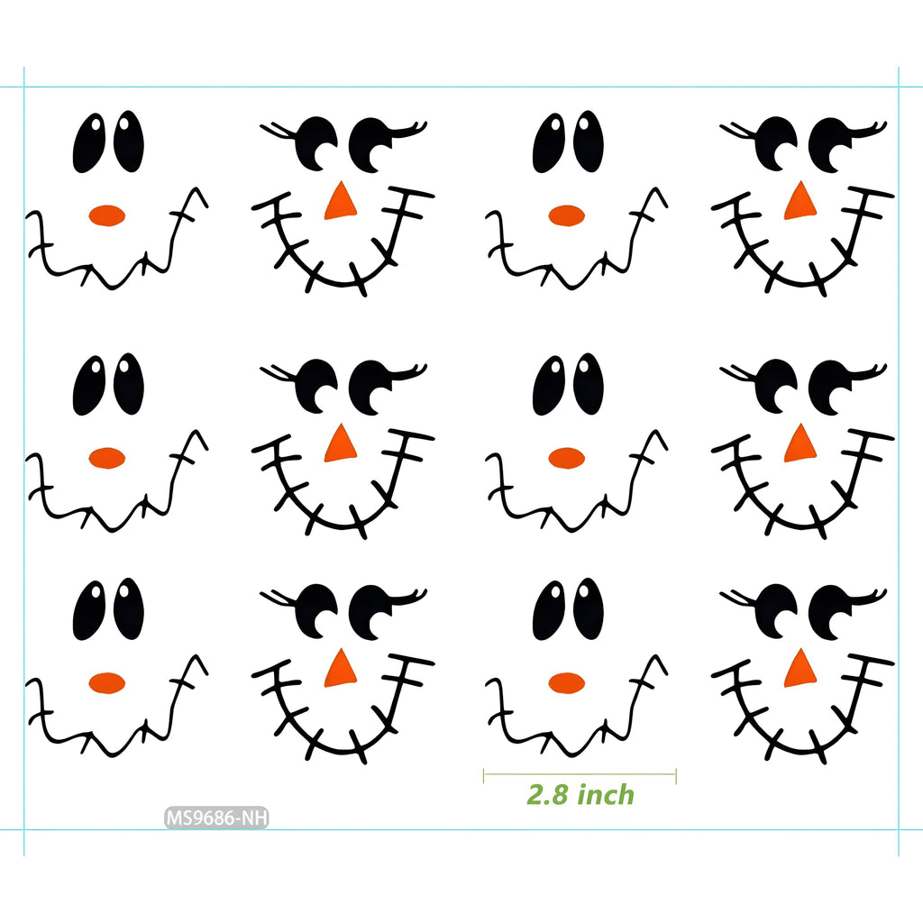 24 Pcs Scarecrow Vinyl Decals Scarecrow Faces Diy Craft Vinyl Art Stickers, Scarecrow Wall Decals Stickers Halloween Fall Thanks
