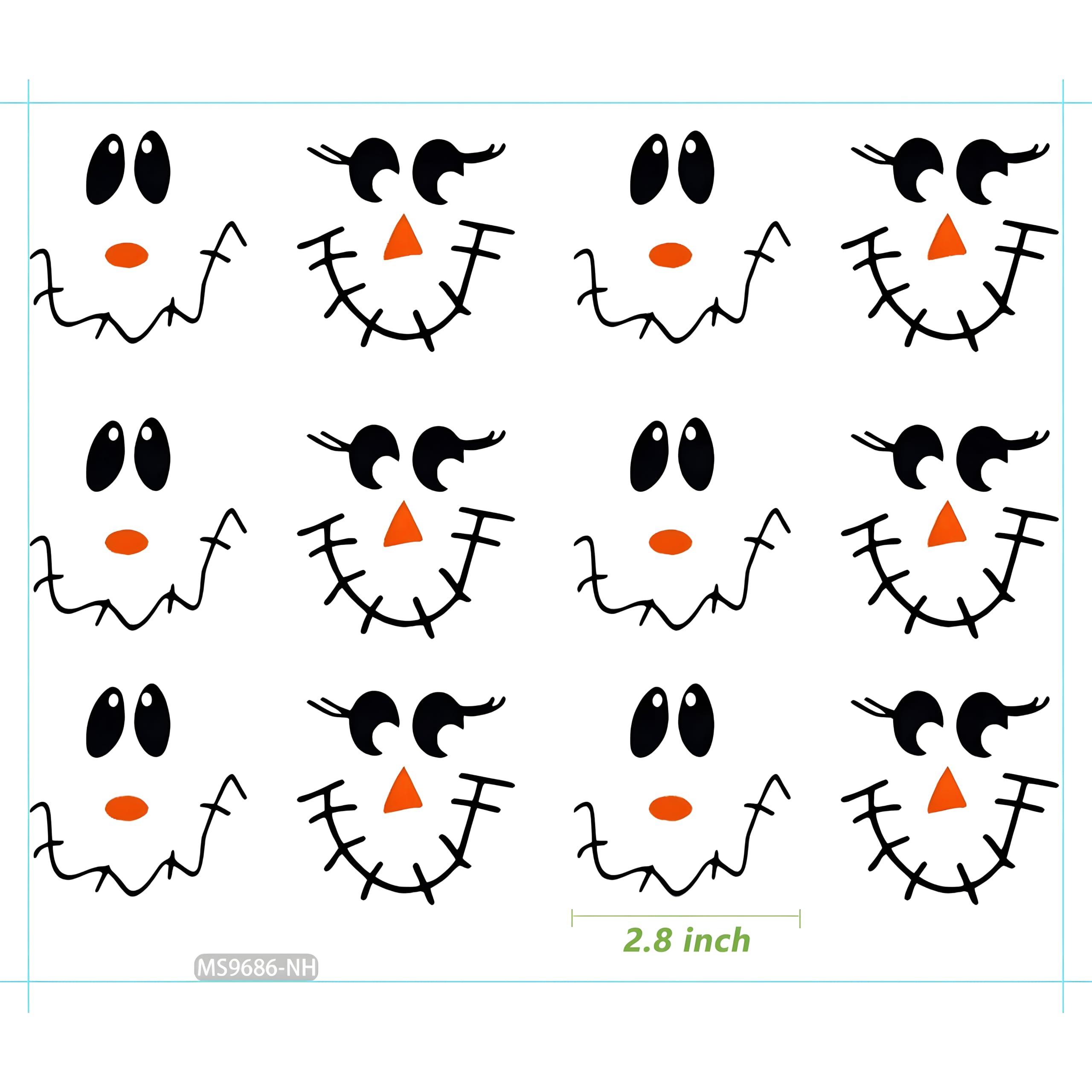 24 Pcs Scarecrow Vinyl Decals Scarecrow Faces Diy Craft Vinyl Art Stickers, Scarecrow Wall Decals Stickers Halloween Fall Thanks