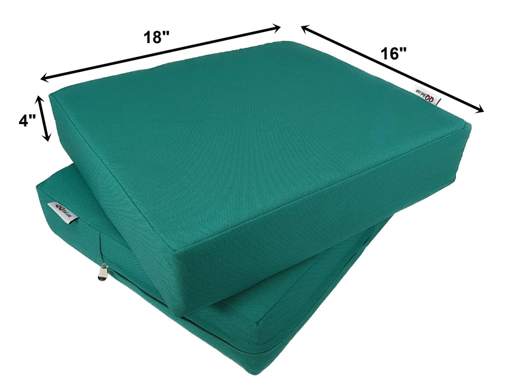 Qqbed 2 Pack 18X16X4 Inch Outdoor Water-Resistant Cushion Pillow Replacement Covers Only With Zipper For Patio Furniture, Sofa, Loveseat, Deep Seat Chair In Peacock Color