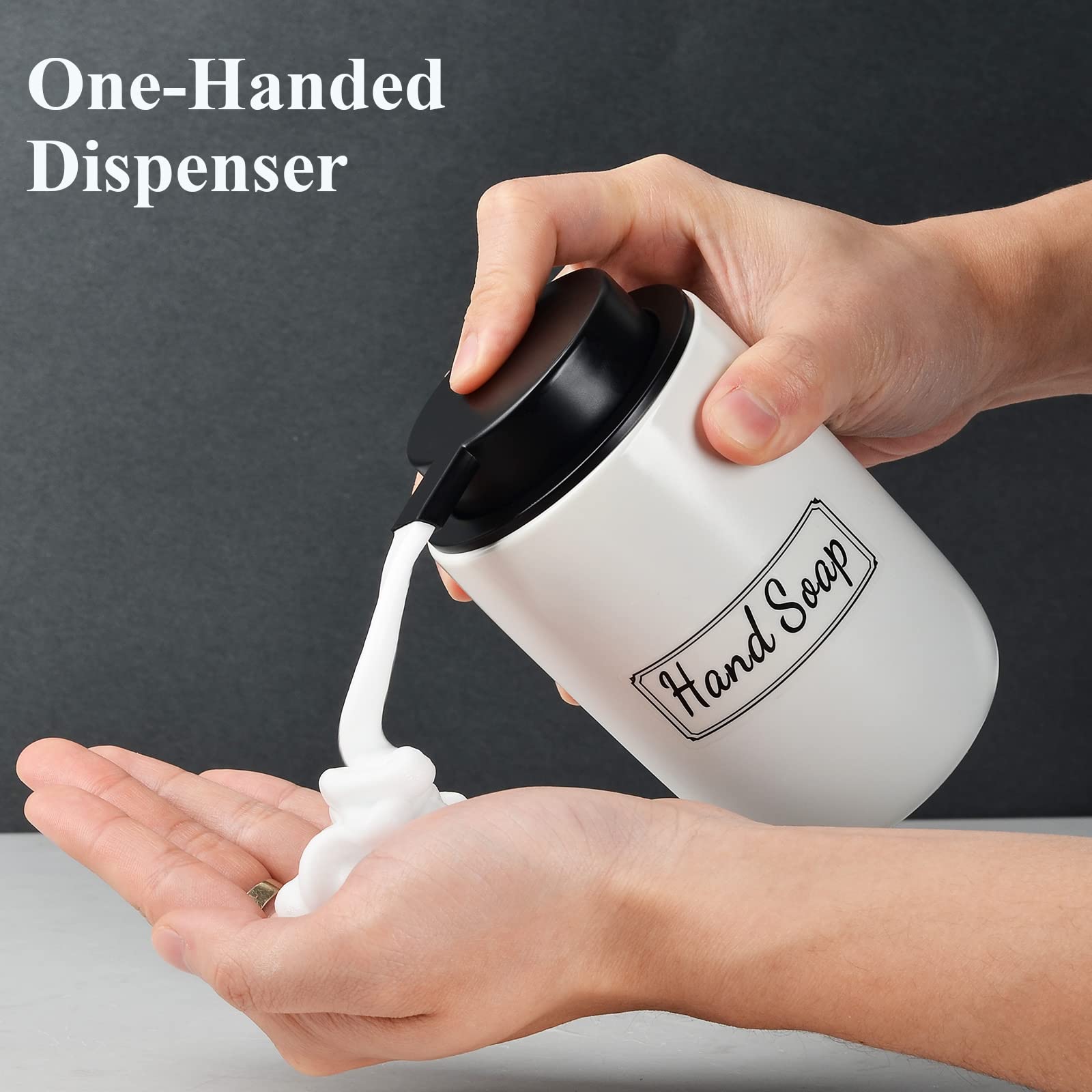 Bosilunlife Foaming Soap Dispenser Set - White Ceramic Foam Hand Soap Dispenser 12Oz Soap Dispenser Set With Rust Proof Pump, 4P