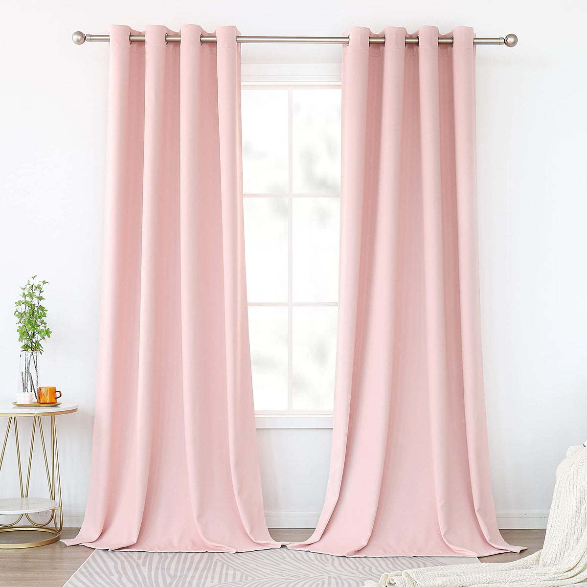 KEQIAOSUOCAI Baby Pink Extra Long Curtains 120 Inches Long for Girls Room  Thermal Insulated Room Darkening Grommet Window Curt