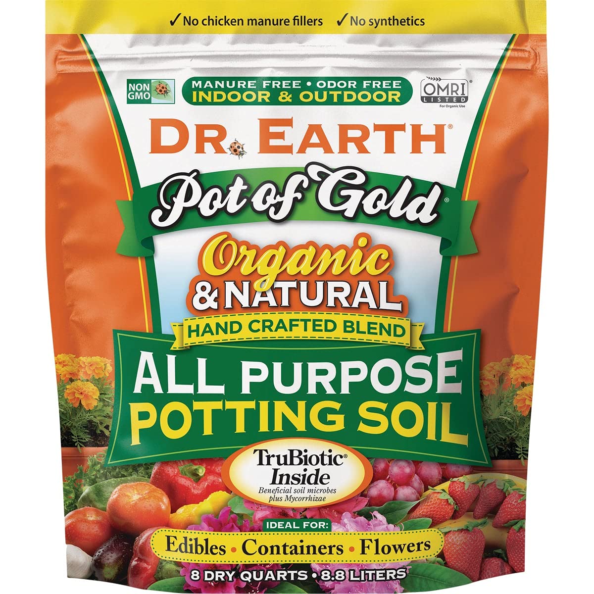 Dr Earth 813 Pot Of Gold All-Purpose Potting Soil, 8-Qt. - Quantity 6