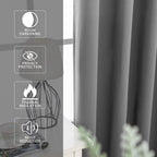 Mysky Home Blackout Curtains 95 Inches Long For Living Room Grey Curtains For Bedroom Gray Thermal Insulated Curtains Room Darke