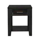 Lilola Home Bruno Ash Gray Wooden End Table with Tempered Glass Top and Drawer