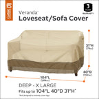 Classic Accessories Veranda Water-Resistant 104 Inch Deep Seated Patio Sofa/Loveseat Cover, Patio Furniture Covers
