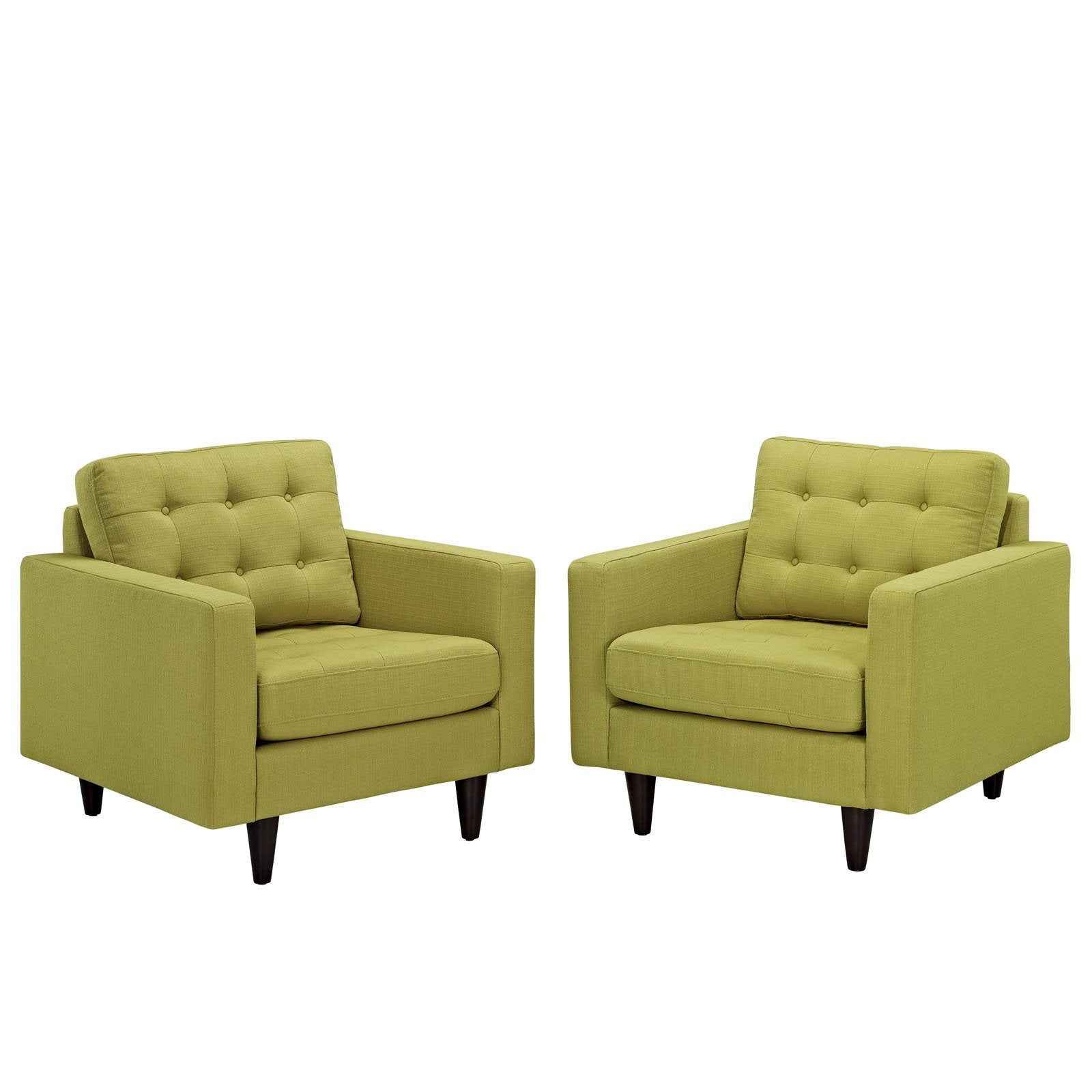 Modway Empress Mid-Century Modern Upholstered Fabric Two Armchair Set In Wheatgrass