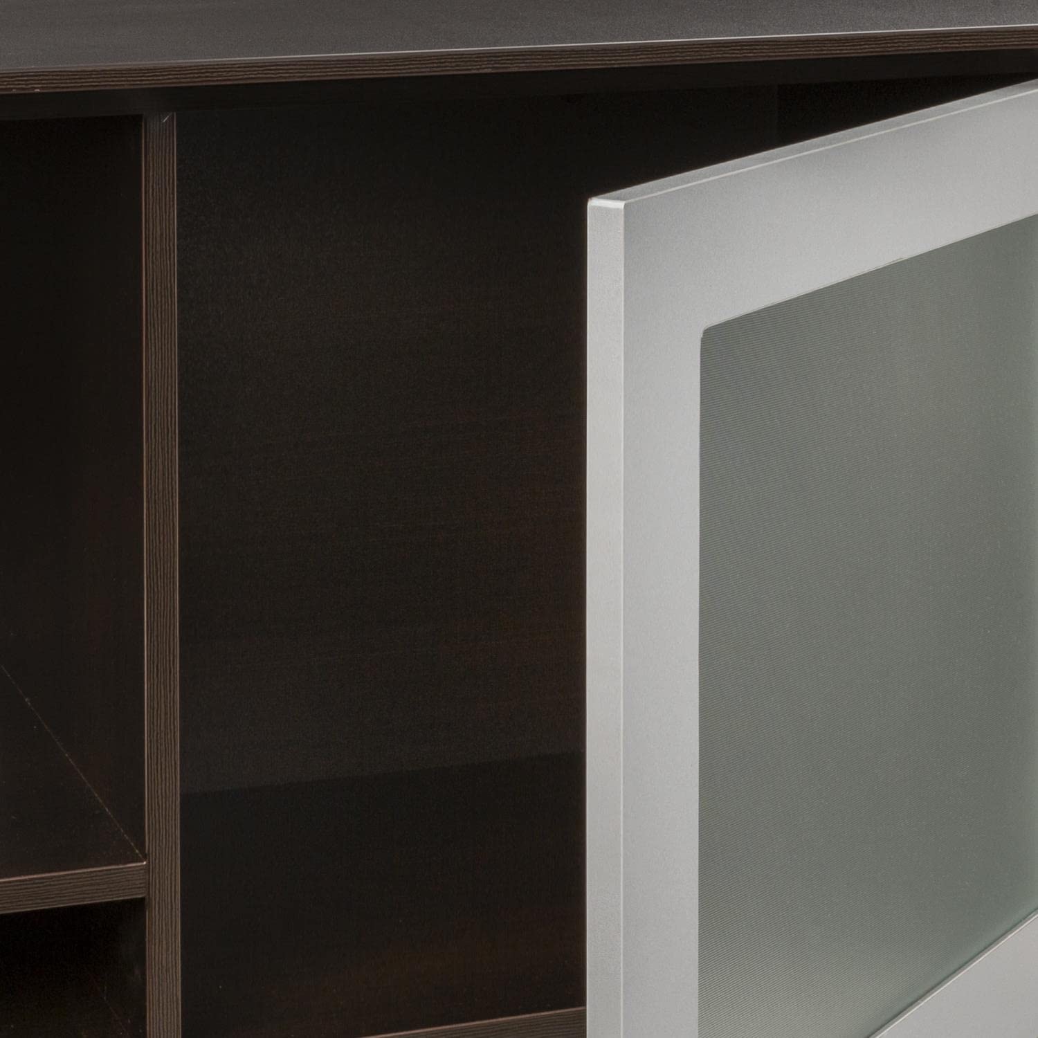 Safco Mayline Mnh63Ldc Medina Hutch Cabinet With Glass Doors, 63"W, Mocha Laminate