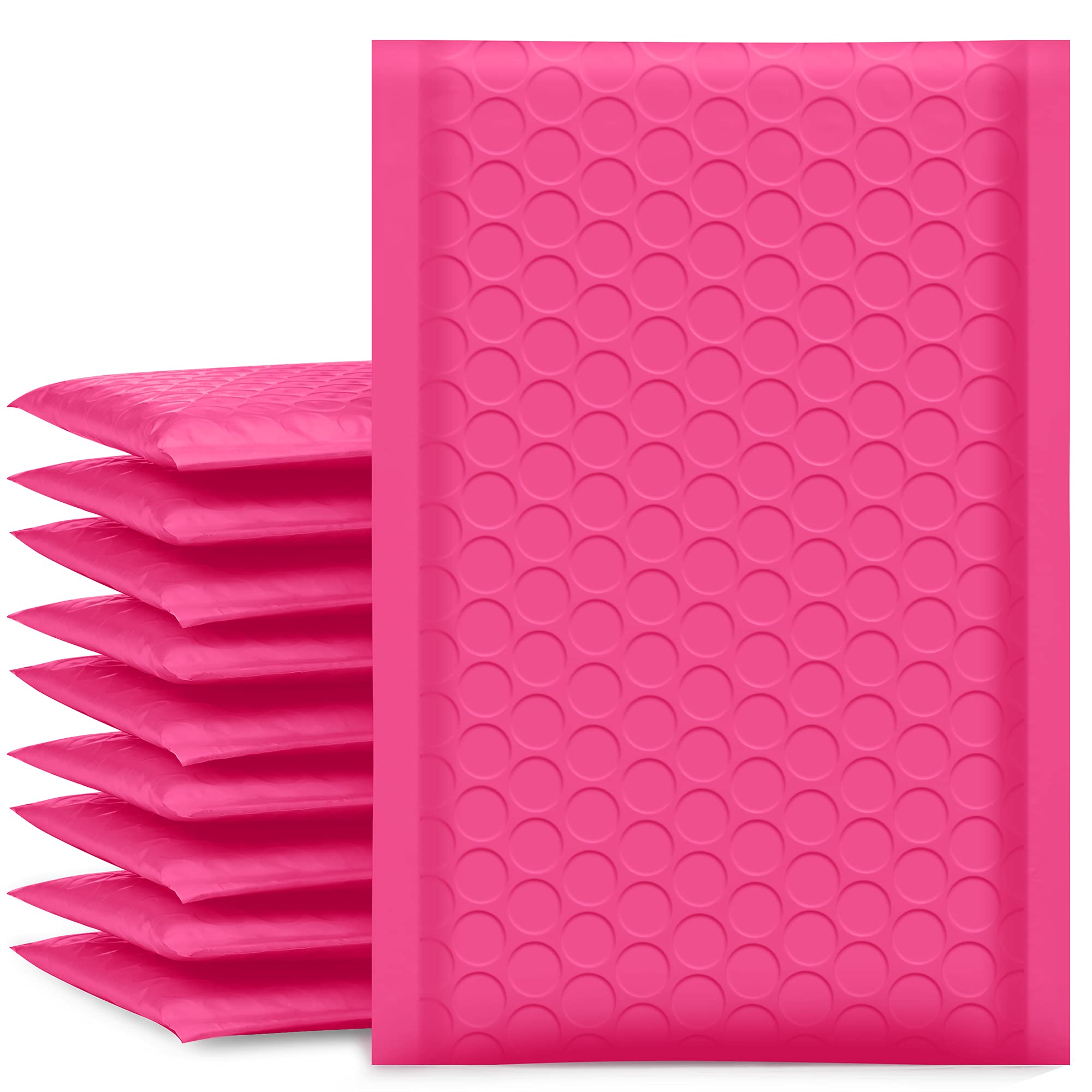 Ucgou Bubble Mailers 4X8 Inch Hot Pink 50 Pack Poly Padded Envelopes Small Business Mailing Packages Opaque Self Seal Adhesive W
