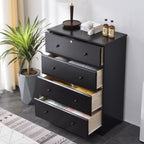 Woodpeckers Furniture And Mattress Pine Dresser Chest 4 Drawers (Black)