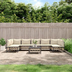 vidaXL Patio Furniture Set 8 Piece, Sectional Sofa with Coffee Table, Wicker Furniture Set with Cushions for Porch Garden, Anthracite Poly Rattan