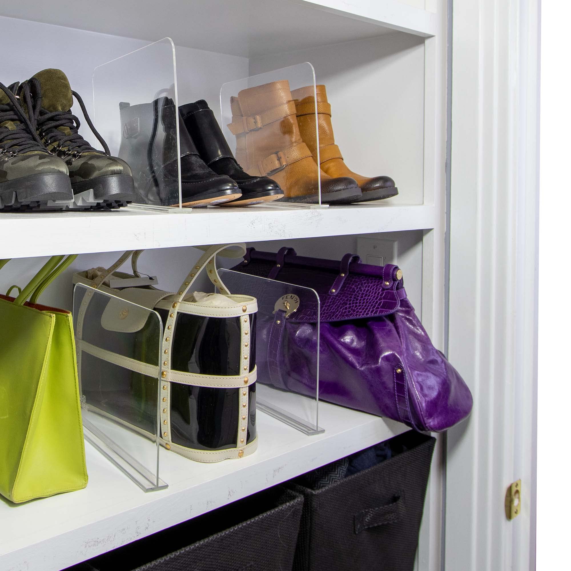 Bee Neat Closet Organization with Acrylic Clear Shelf Dividers - Closet Shelf Organizer for Clothes, Towels, Sweaters, Purses, a