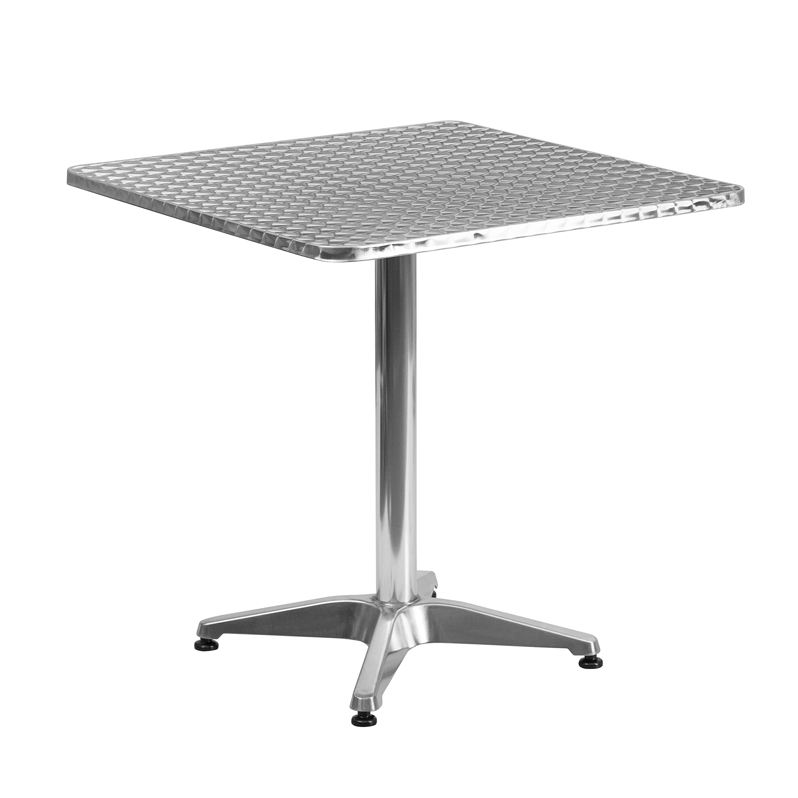 Flash Furniture 27.5'' Square Aluminum Indoor-Outdoor Table Set With 2 Black Rattan Chairs