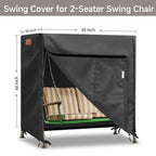 Uhousdeco Outdoor Swing Covers For Patio Swing 2 Seater, 65' L X 50' D X 66' H, 2 Seat Swing Cover Waterproof, Porch Patio Swing Canopy Cover, Windproof Uv Resistant All Weather Protector - Black
