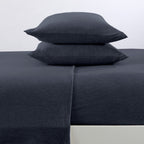 4 Piece Jersey Knit Queen Cotton Blend Light Navy Sheet Set | Ultra-Soft T-Shirt Jersey Bedding Sheets & Pillowcases | Heathered