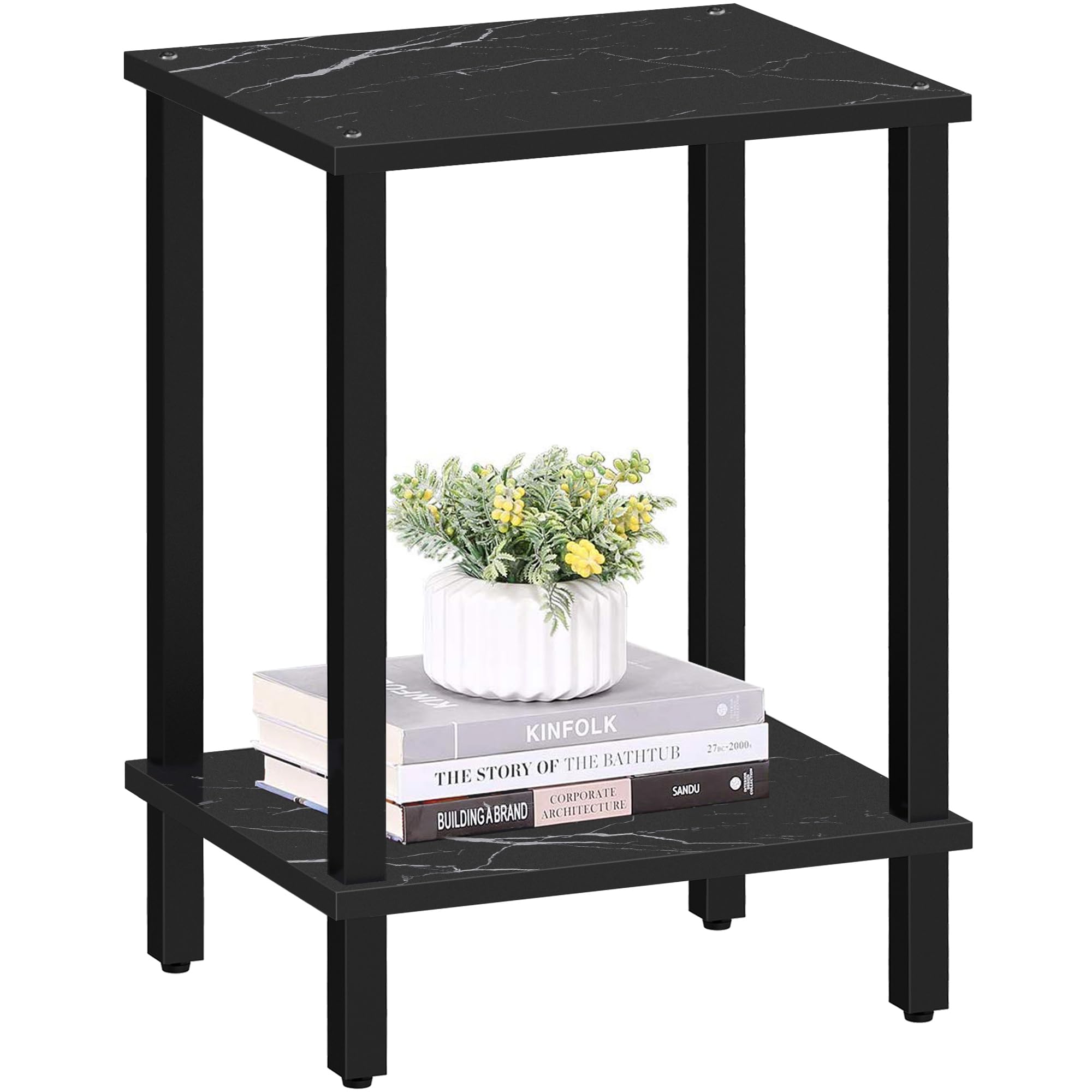 Tutotak End Table, Side Table, Nightstand, 2-Tier Storage Shelf, Sofa Table For Small Space, Living Room, Bed Room Tb01Bmk034