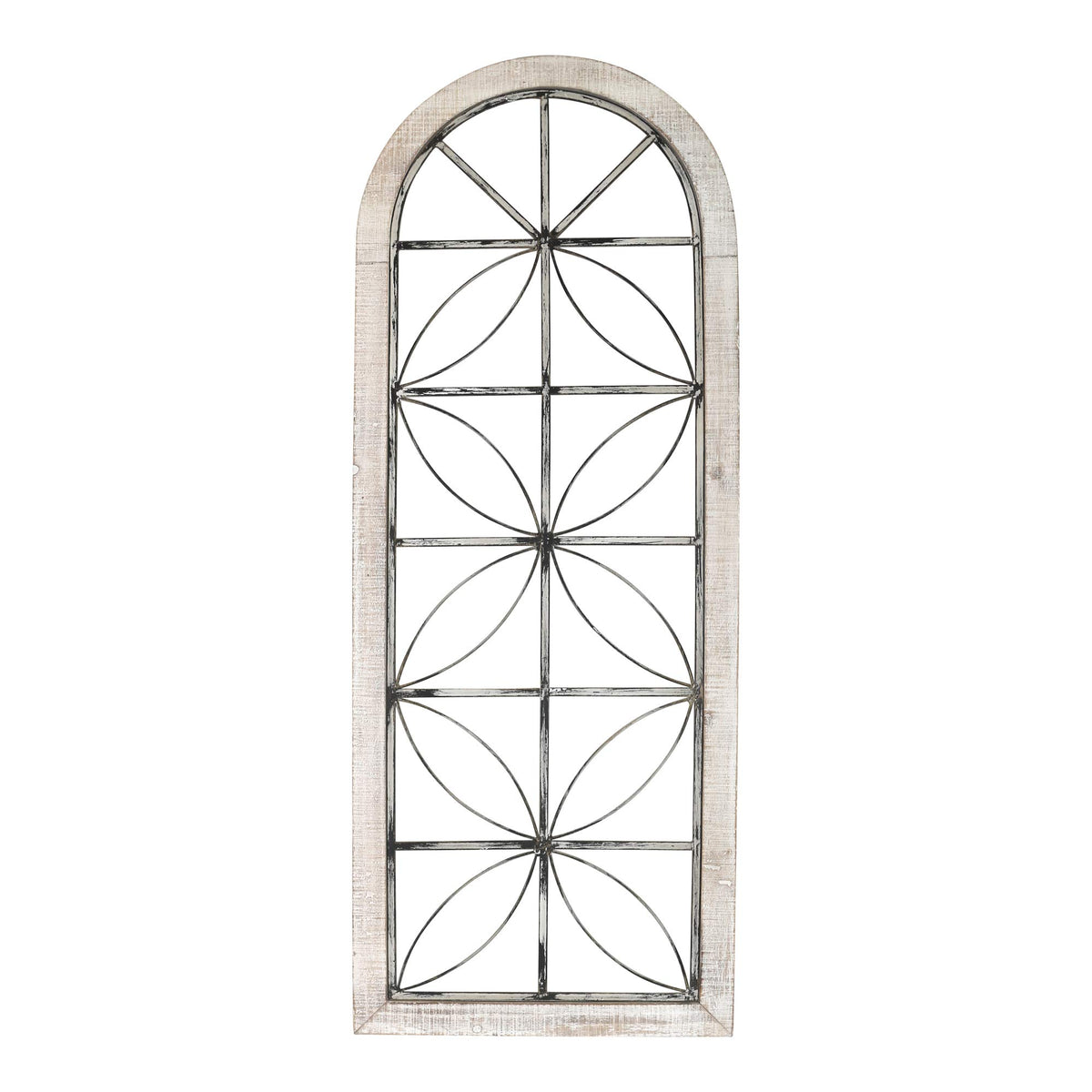 HomeRoots Distressed White Metal & Wood Window Panel