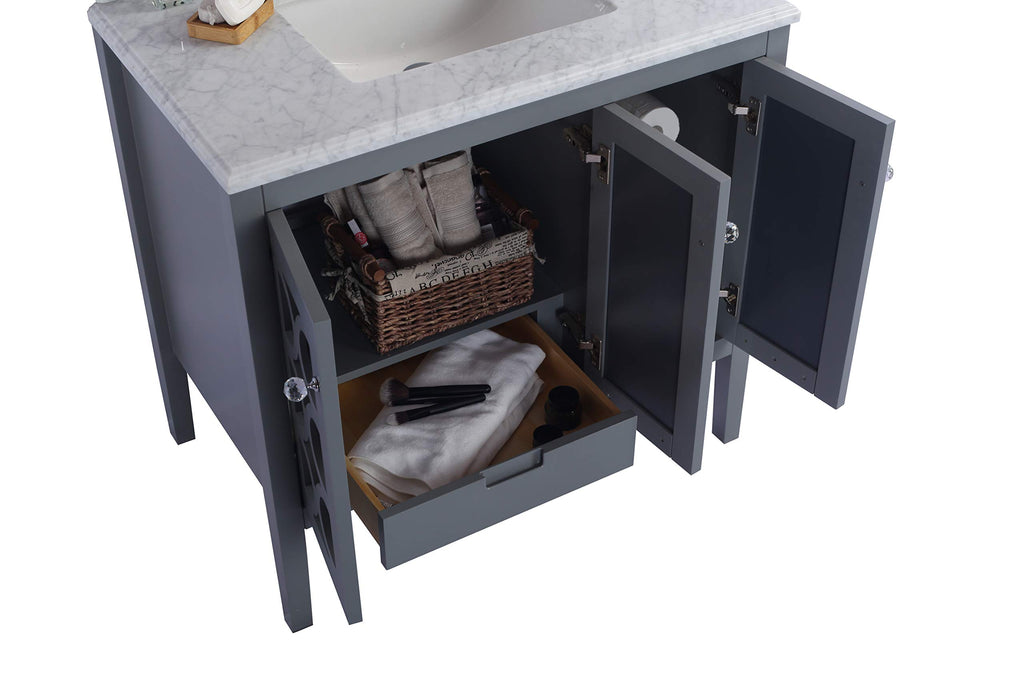 Laviva Mediterraneo - 36 - Grey Cabinet Black Wood Marble Countertop