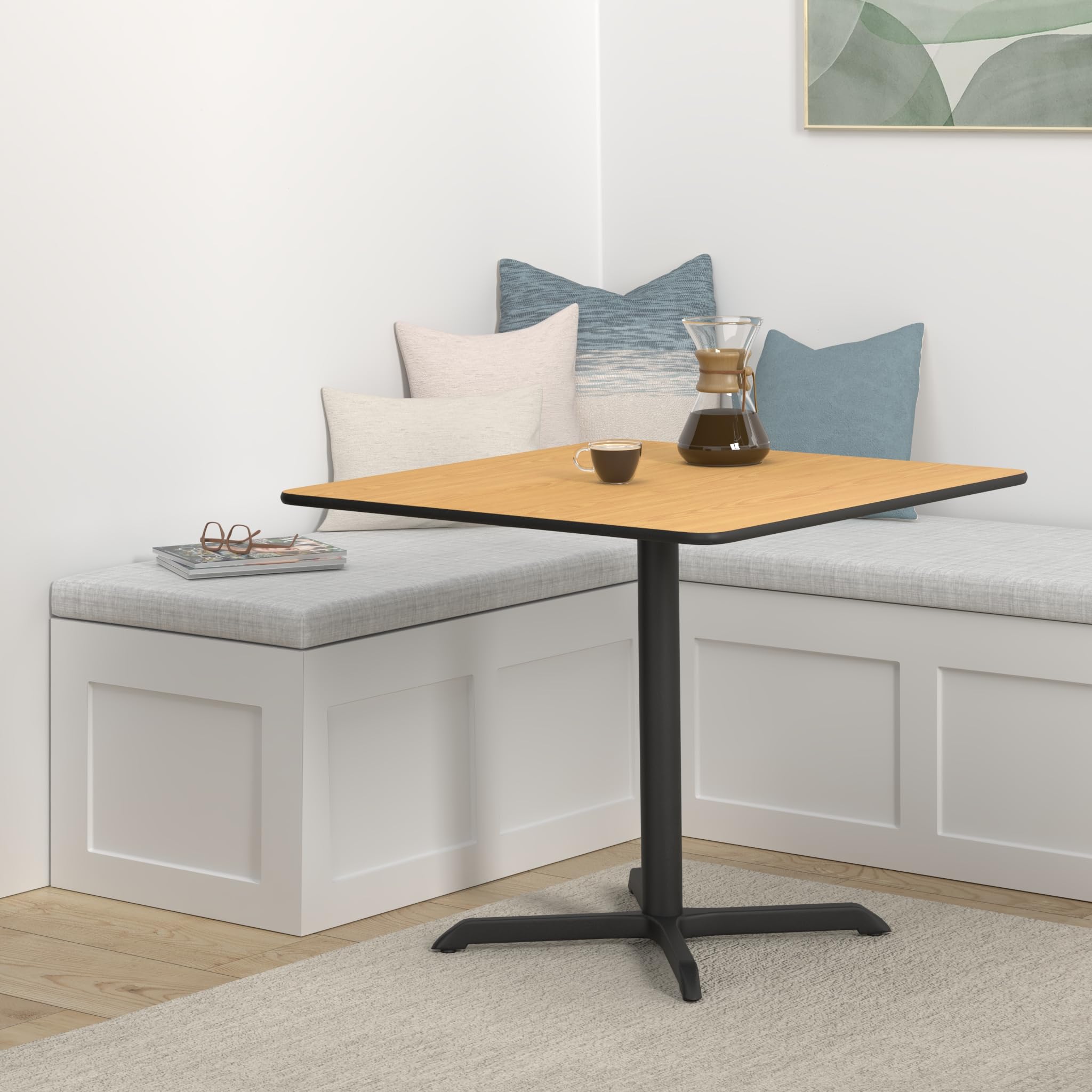 Flash Furniture 36'' Square Natural Laminate Table Top With 30'' X 30'' Table Height Base