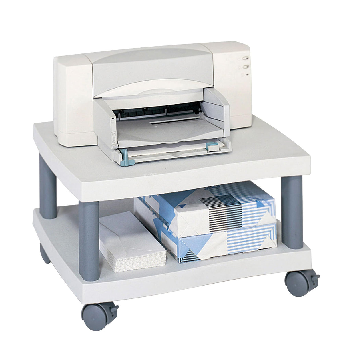 Safco Wave Under-Desk Utility Cart & Multi-Use Printer Stand, 2-Tier Printer Table For Home Office, Rolling Cart With Shelf