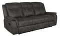 Coaster Lawrence Faux Leather Upholstered Tufted Back Motion Sofa Charcoal