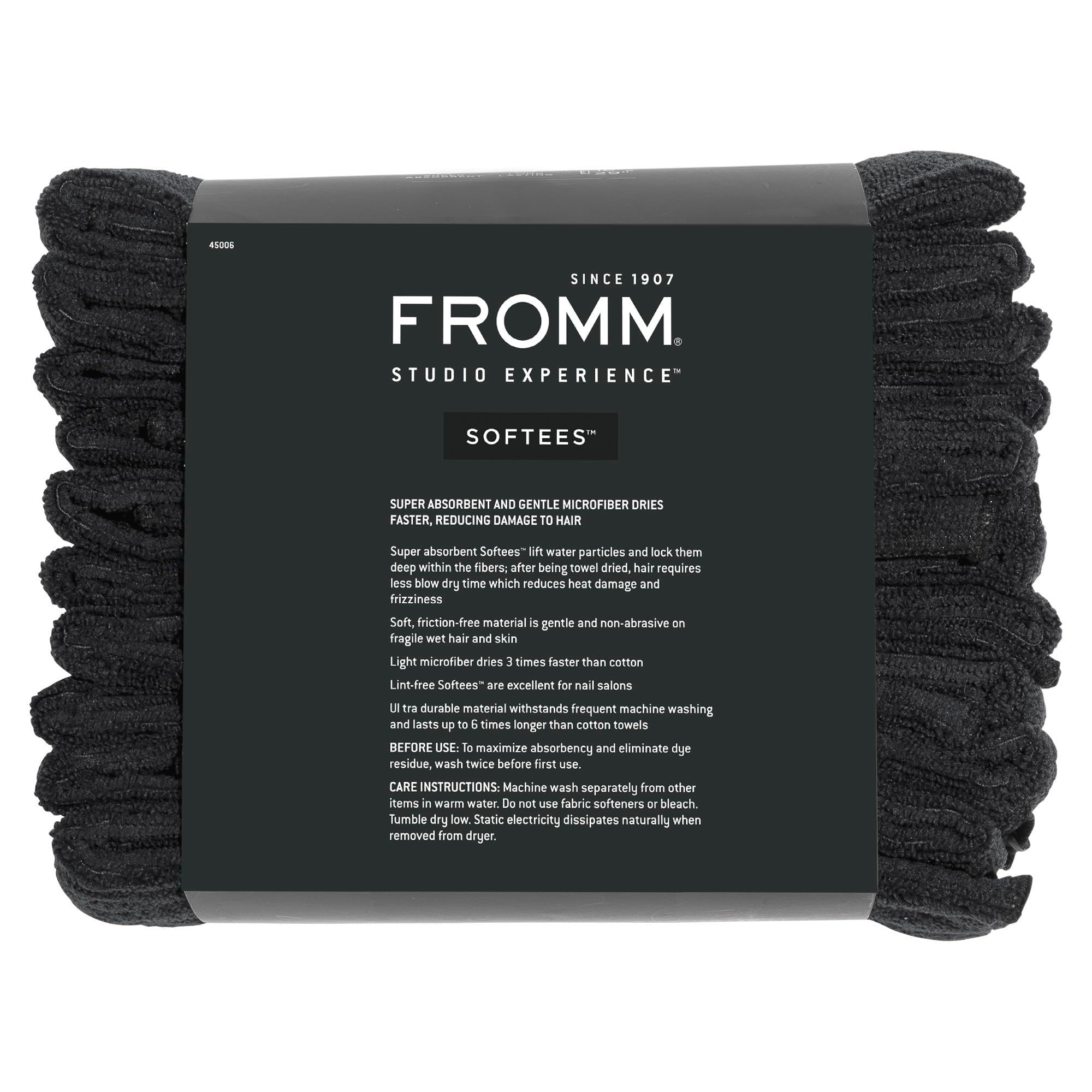 Fromm Softees Microfiber Salon Hair Towels For Hairstylists, Barbers, Spa, Gym In Black, 16' By 29', 10 Count Perfect Hair Car