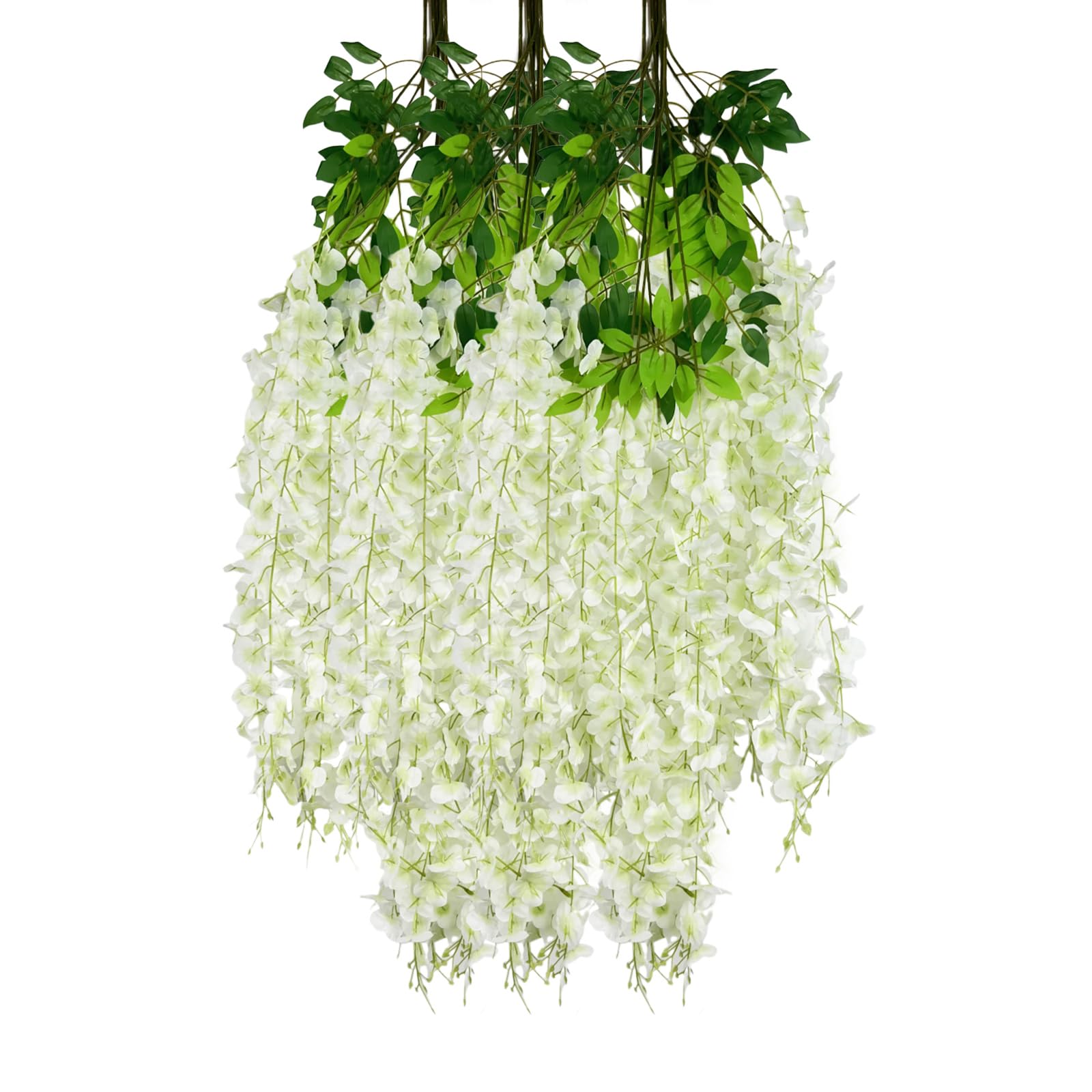 Luerbi 12 Pack Cream Wisteria Hanging Flowers Garland, 3.77 Feet Cream Artificial Wisteria Flower Vines, Fake Cream Wisteria, Cr