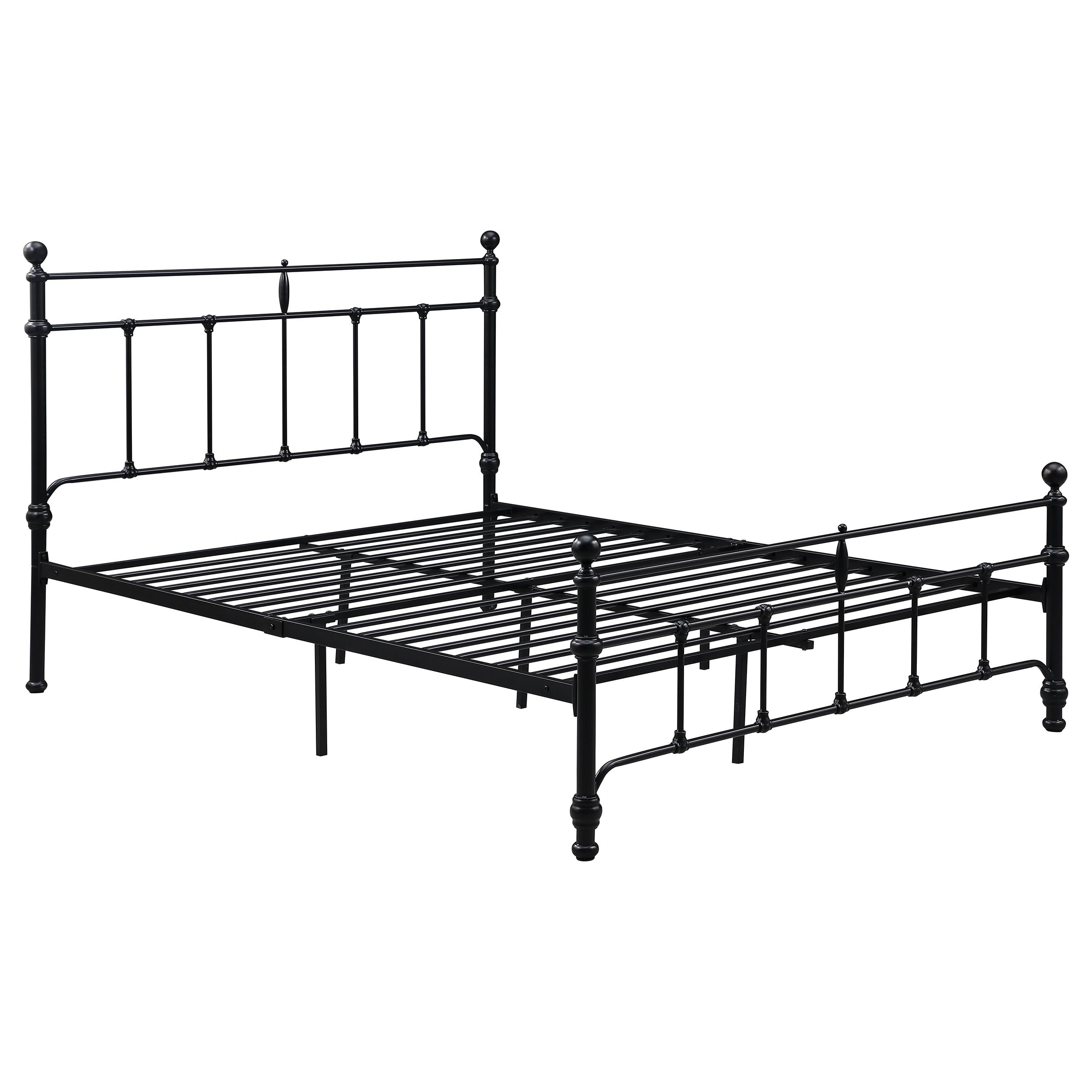 Coaster Home Furnishings Novak Traditional Metal Queen Size Open Frame Bed Frame Platform Bed 48-inch Headboard Matte Black 316001Q