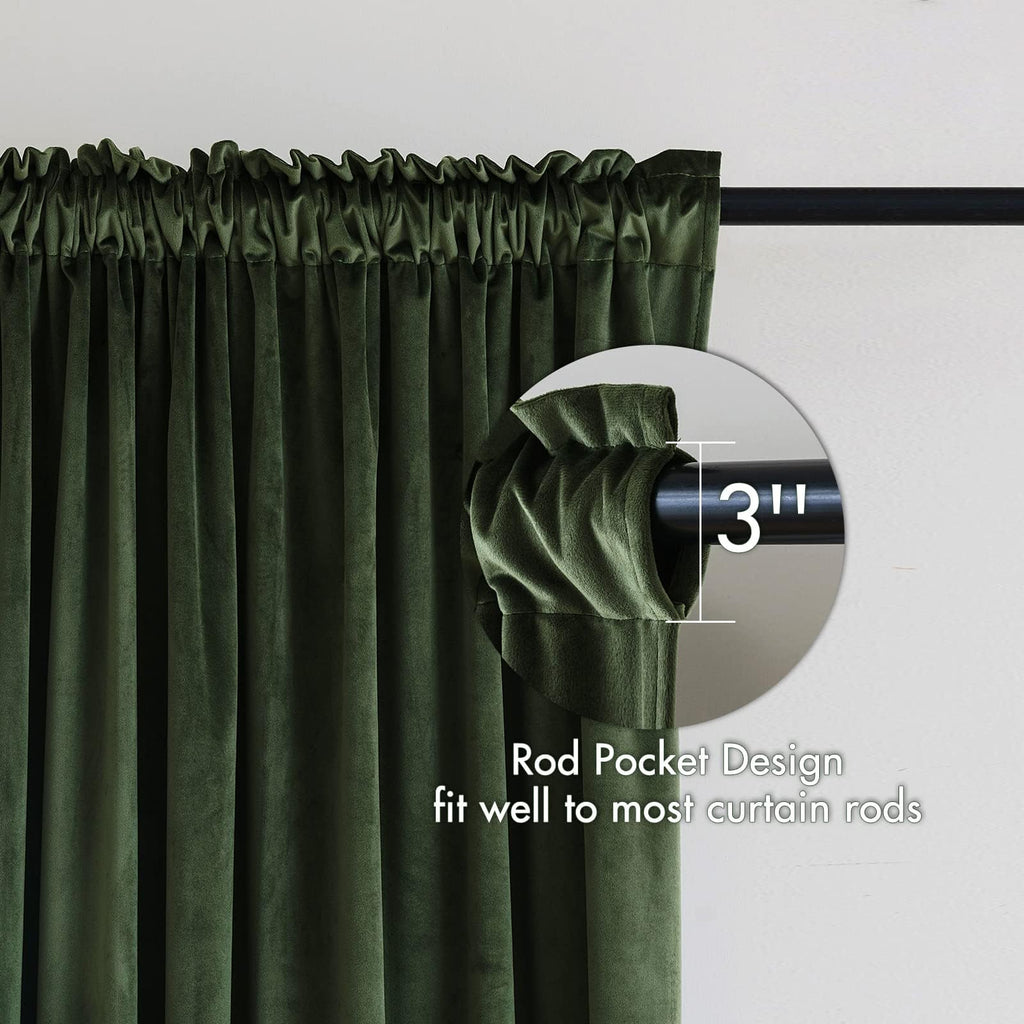Miulee Olive Green Velvet Curtains Thermal Insulated Blackout Curtain Drapes For Bedroom Living Room Darkening 120 Inches Long Curtains Panels Rod Pocket Set Of 2
