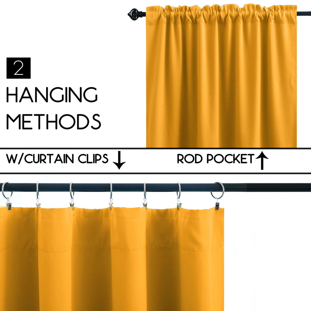 Koufall Yellow Kitchen Curtains,Blackout Short Curtains For Small Bathroom Window,24 Inch Length Set Of 2 Pack