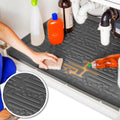 Xtreme Mats Waterproof Under Sink Mat (Gray 37 1/4 x 22 1/4) Shelf Liner Cabinet Liner for Home Kitchen & Laundry Cabinets Plumb
