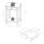 Casual Home Night Owl Nightstand With Usb Ports-Warm Brown