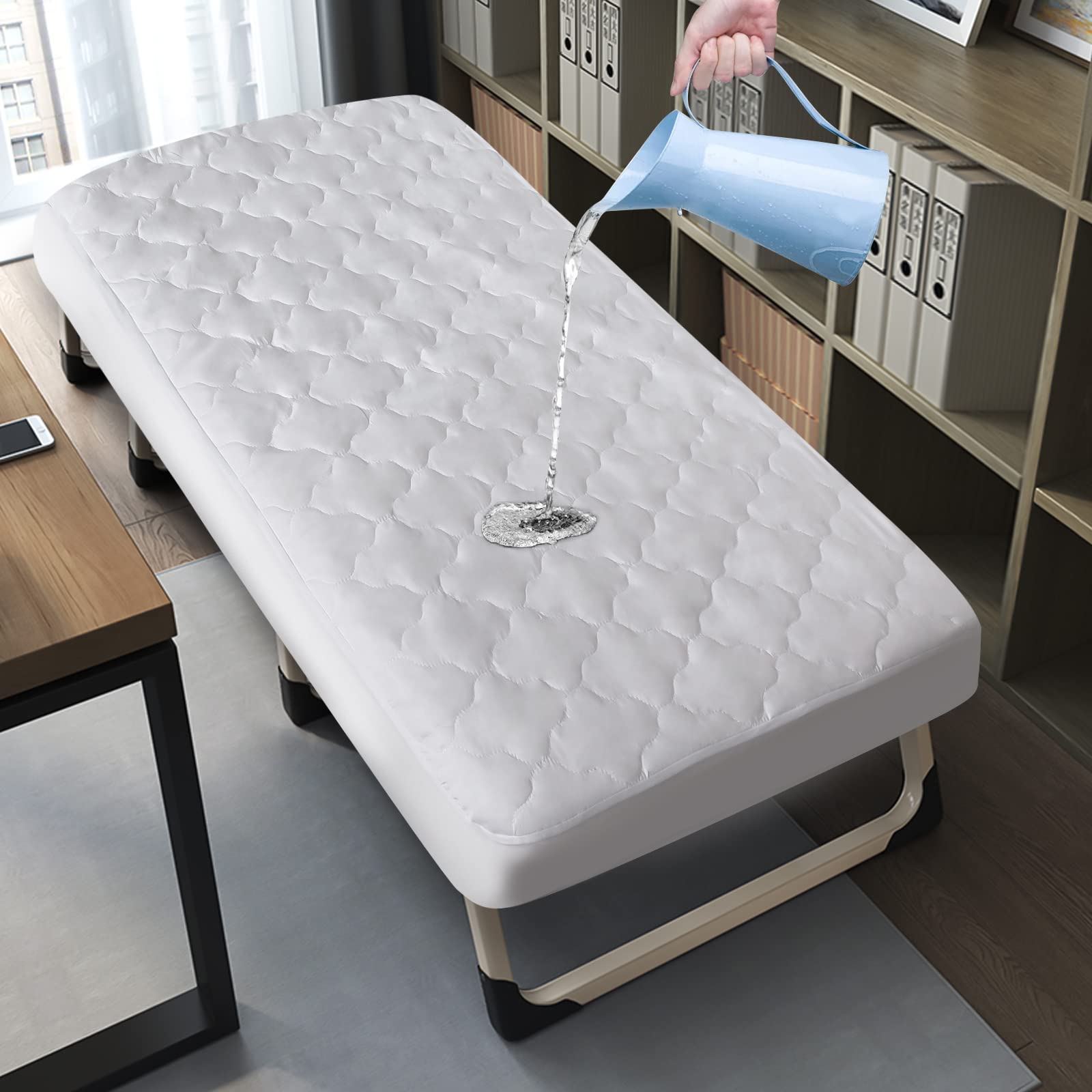 Cot Mattress Pad Waterproof, Quilted Cot Size Mattress Pads Protector Cover 30' X 75' Fitted For Narrow Twin/Camp Bunk/Rvs Bun