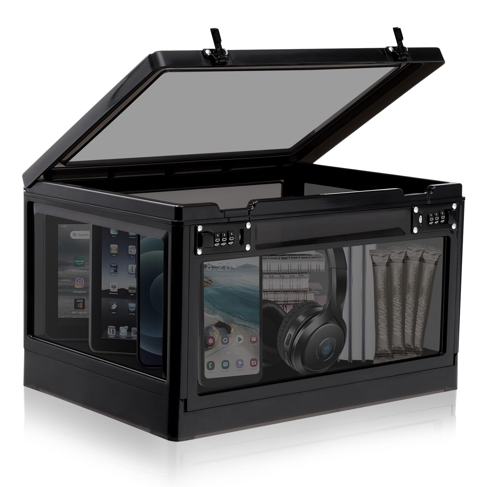 Large Lock Box For Personal Items, 24 Litre Combination Lockable Storage Box For Office Locker/School/Medicine/Snacks/Phone Jail