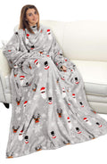 Catalonia Wearable Blanket With Sleeves And Pocket, Cozy Soft Fleece Mink Micro Plush Wrap Throws Blanket Robe For Women And Men, Ugly Christmas