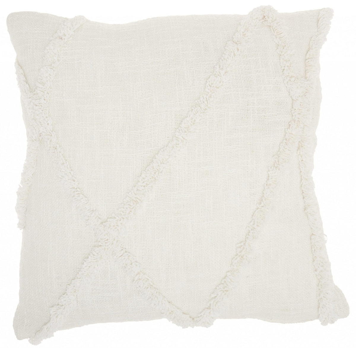 HomeRoots 100% Cotton Boho Chic White Textured Lines Throw Pillow