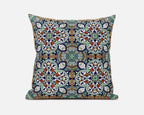 HomeRoots Green Muted Orange Green Orange Cloverleaf Boho Suede Throw Pillow