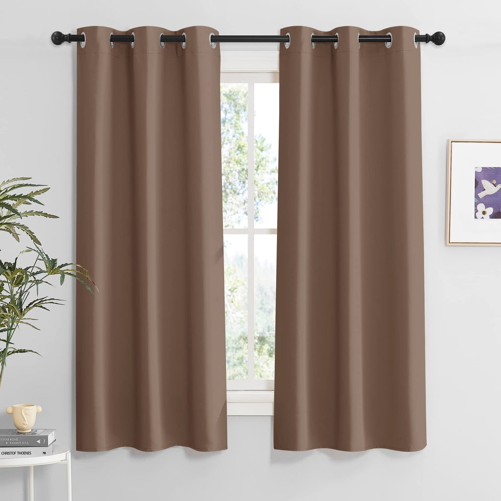 RYB HOME Bedroom Window Curtains 63 inches Length, Room Darkening Privcay Curtains Drapes Thermal Insulated Shades for Bedroom B