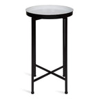 Kate And Laurel Celia Round Foldable Tray Accent Table, 14' X 14' X 25.75', White And Black, Modern Minimalist Design And Detachable Magnetic Tabletop