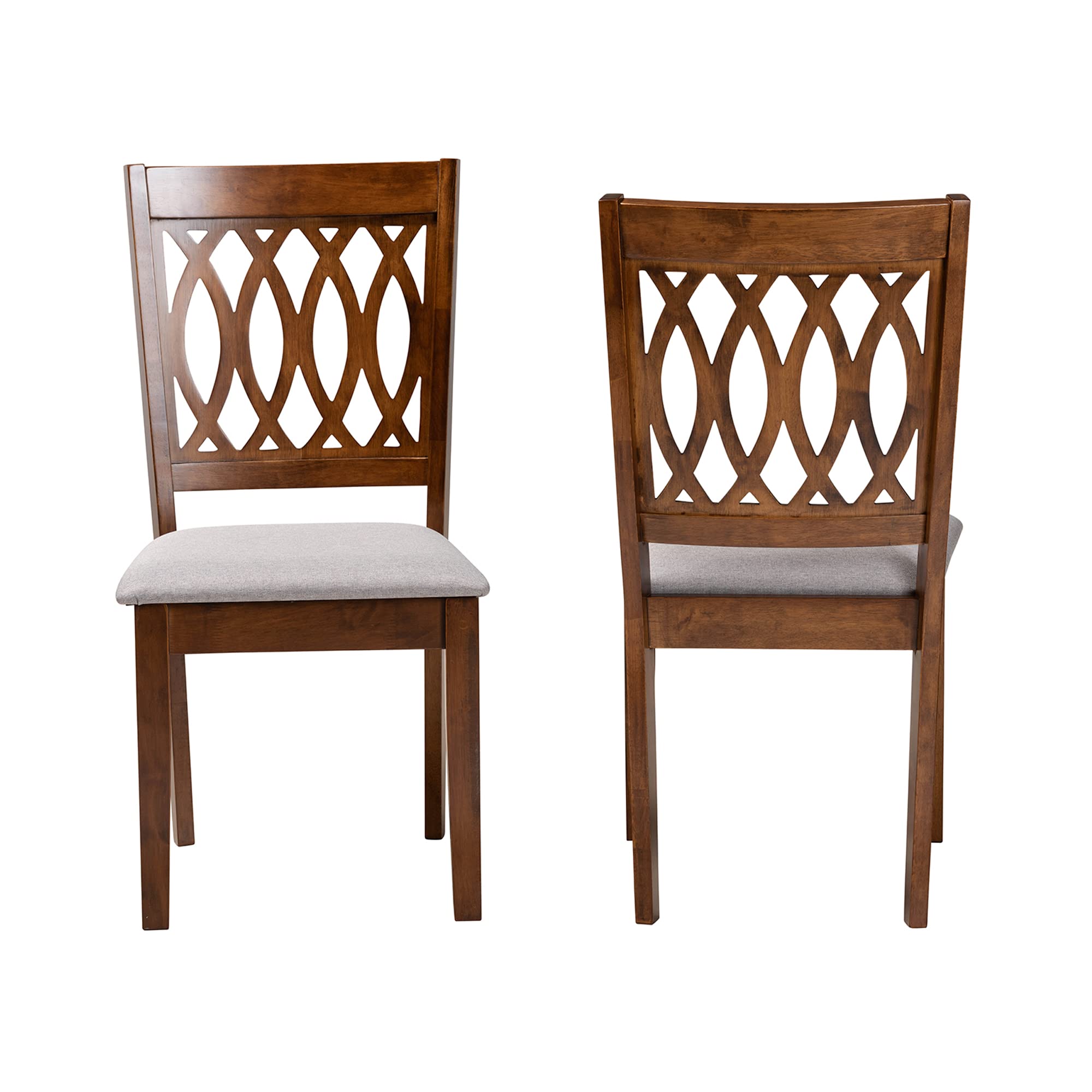Baxton Studio Florencia Dining Chairs, Set of 2, Grey/Walnut Brown