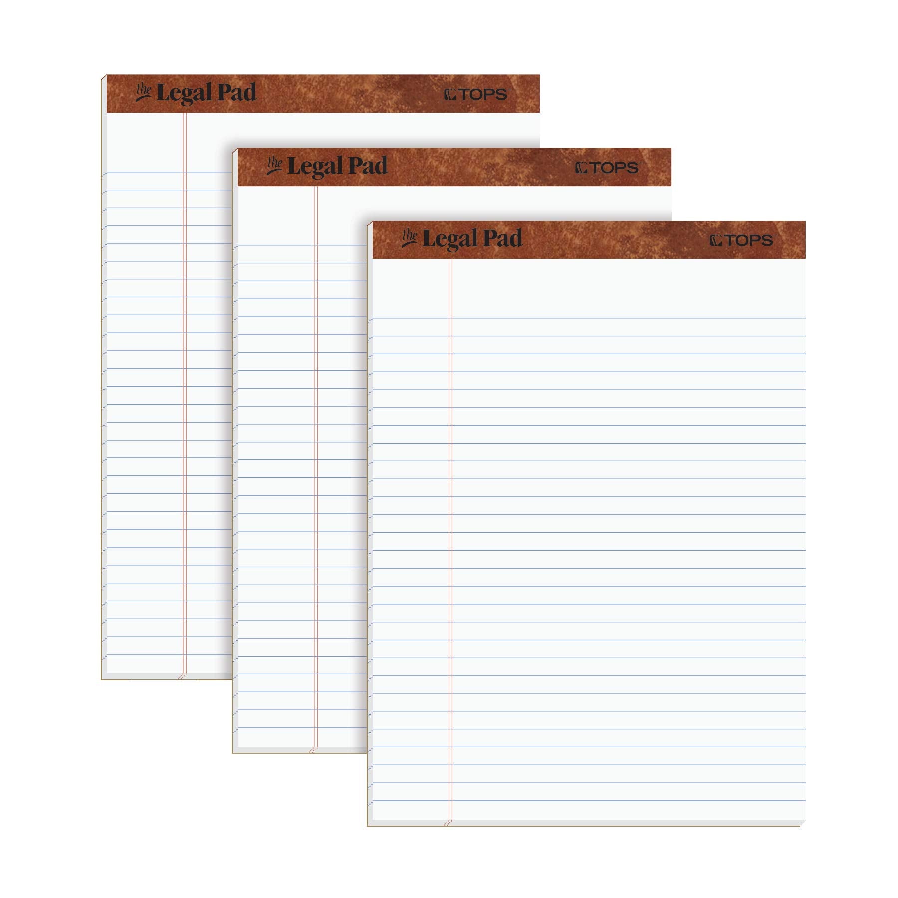 Tops The Legal Pad Legal Pad, 8-1/2 X 11-3/4 Inches, Perforated, White, Legal/Wide Rule, 50 Sheets Per Pad, 3 Pads Per Pack (753