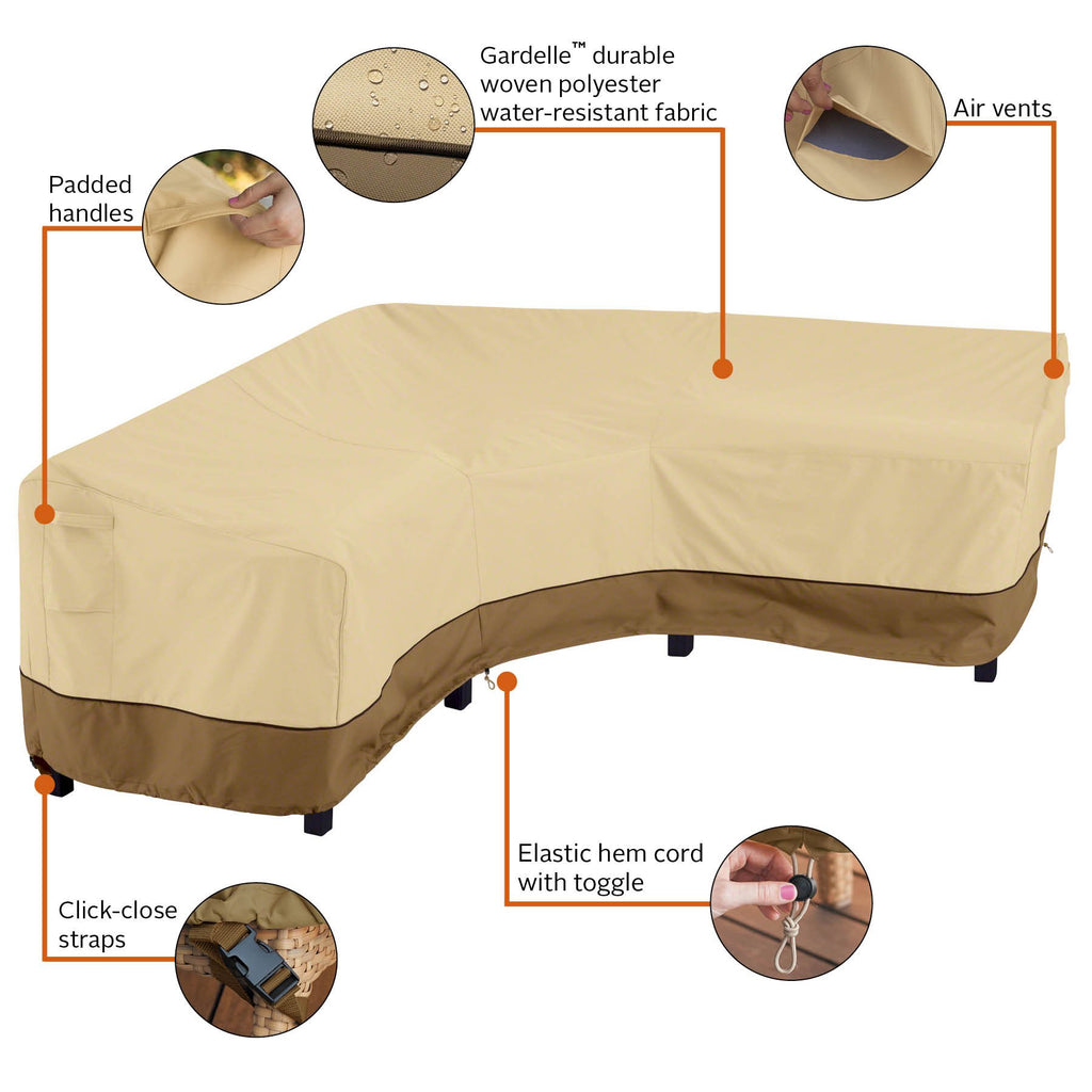 Classic Accessories 56-304-051501-Ec Veranda V-Shaped Sectional Sofa Cover, X-Large, Pebble-Earth-Bark, Patio Furniture Covers