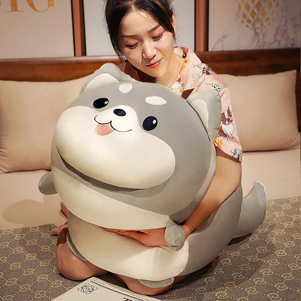 Auspicious Beginning 20' Husky Stuffed Animal Throw Pillow, Huskies Chubby Anime Pillow, Kawaii Plush Stuff Animal, Big Plushie