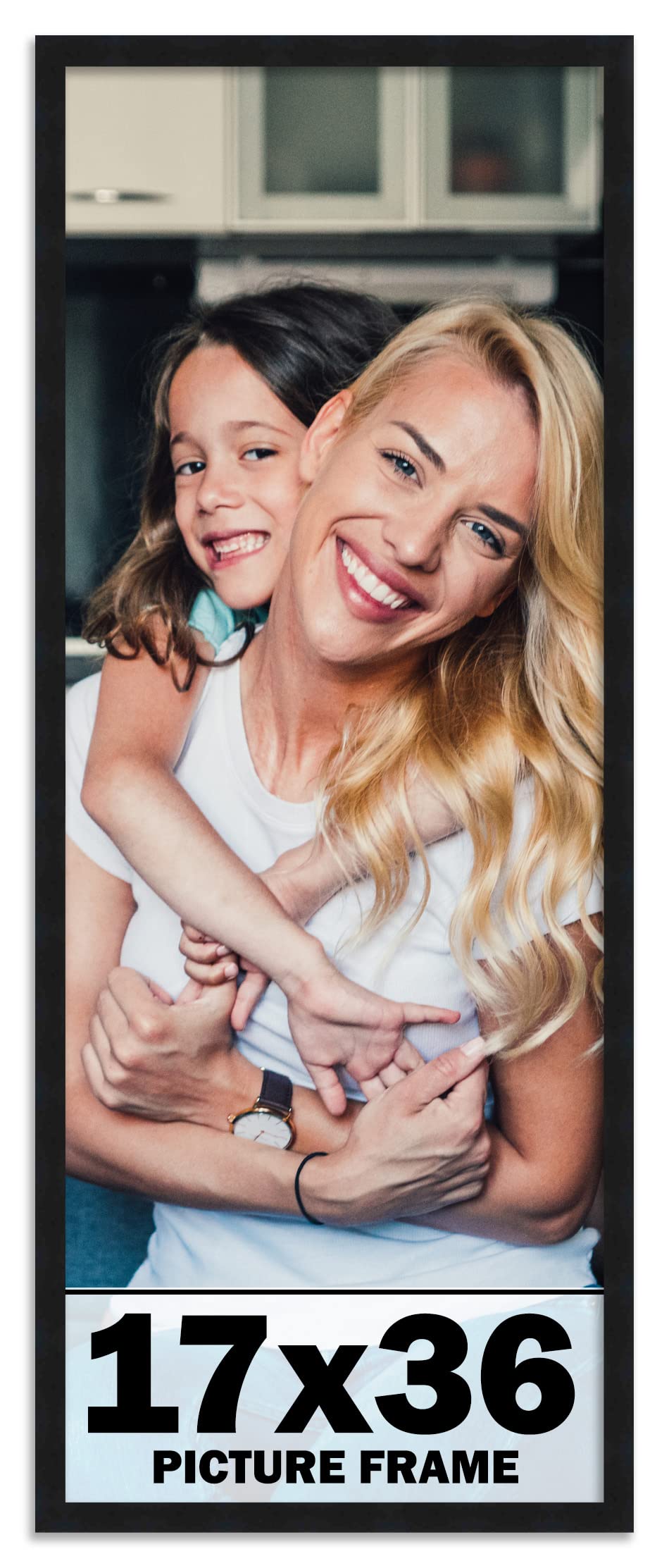 17x36 Frame Black Picture Frame - Complete Modern Photo Frame Includes UV Acrylic Shatter Guard Front, Acid Free Foam Backing Bo