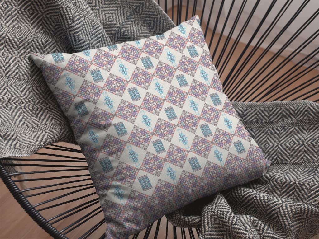 HomeRoots Muted Pink Broadcloth Pink Lattice Indoor Outdoor Throw Pillow
