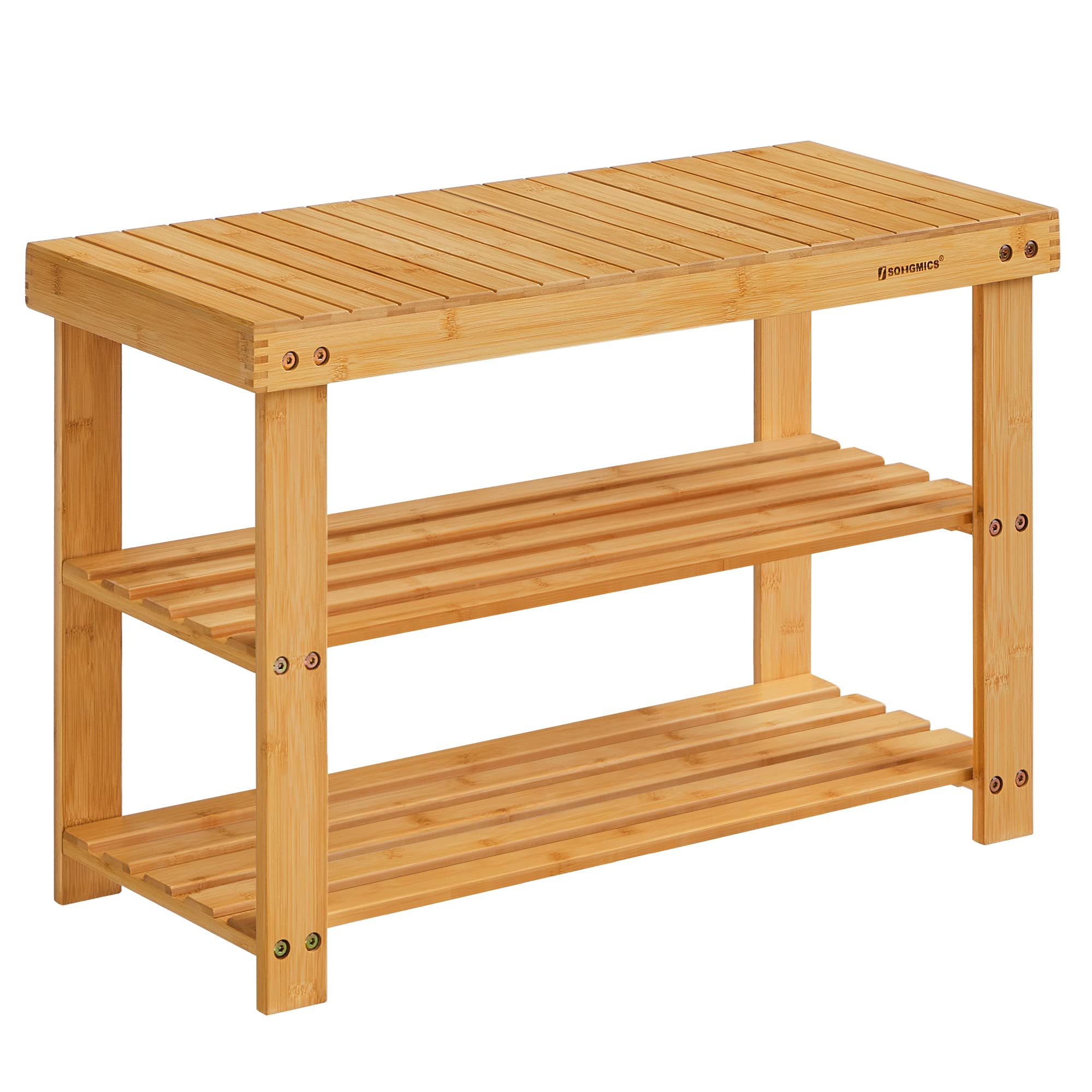 Songmics 2-Tier Shoe Bench Organizing Rack Entryway Storage Shelf 100% Bamboo Ulbs04N