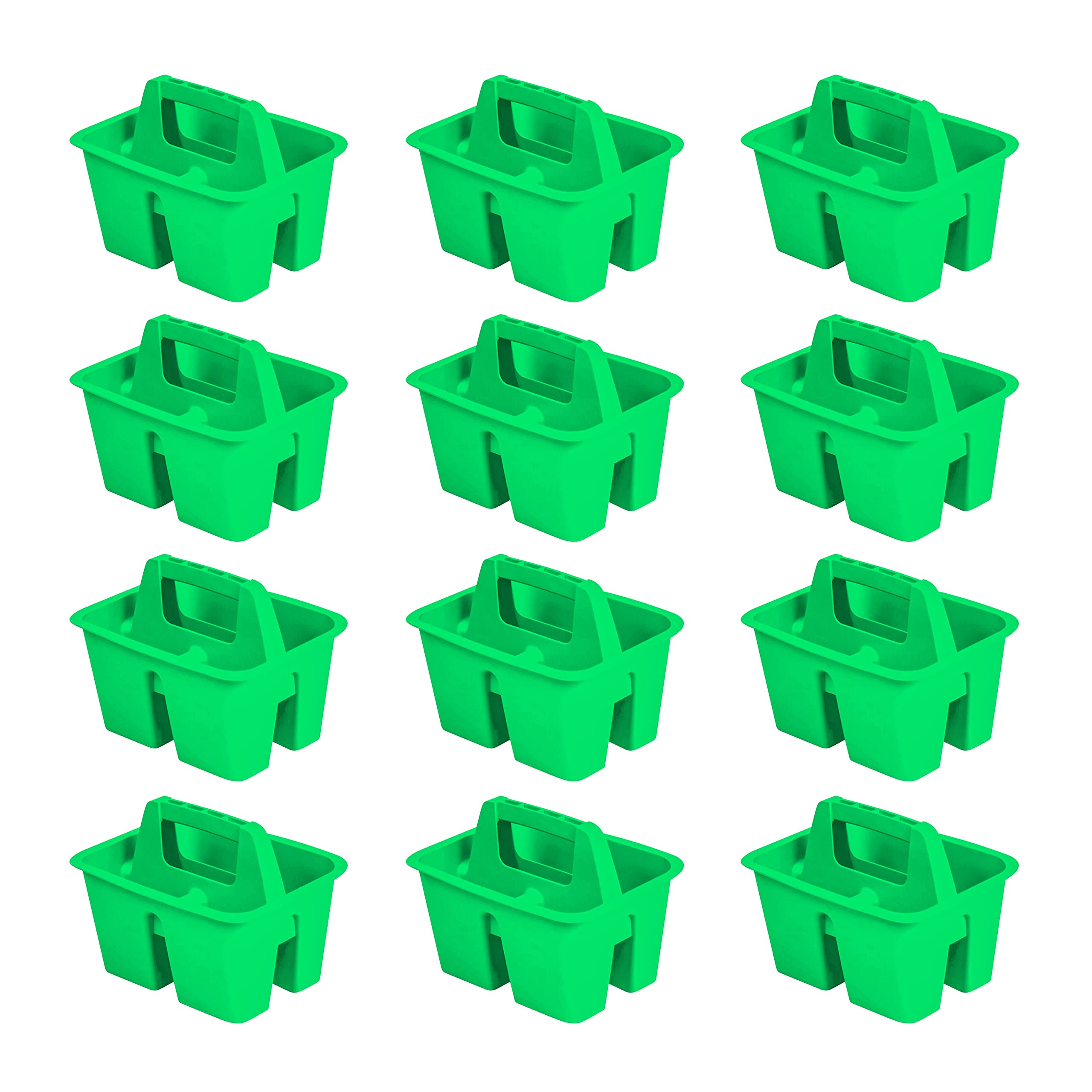 Storex Mini Classroom Caddy, Multipurpose Classroom Organizer With Handle, Green, 12-Pack (01064U12C)