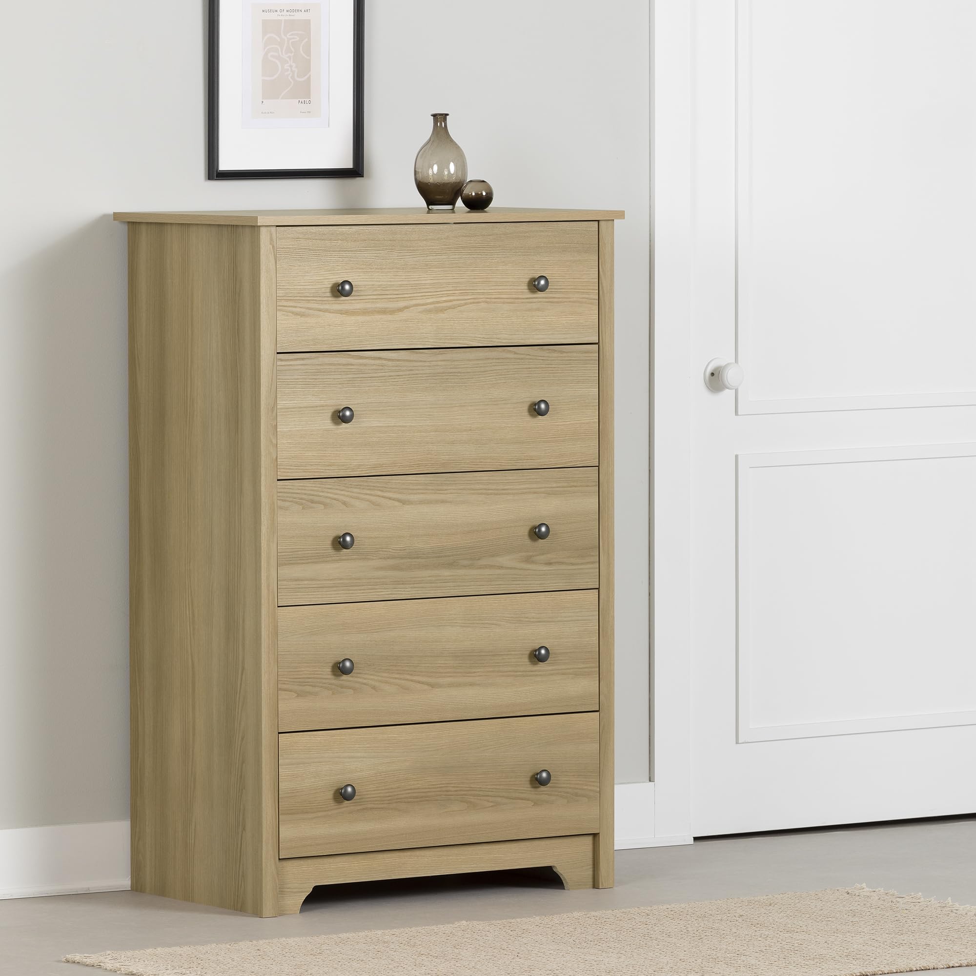 South Shore Vito 5-Drawer Chest Dresser, Natural Ash