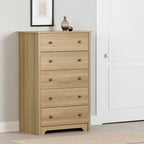 South Shore Vito 5-Drawer Chest Dresser, Natural Ash