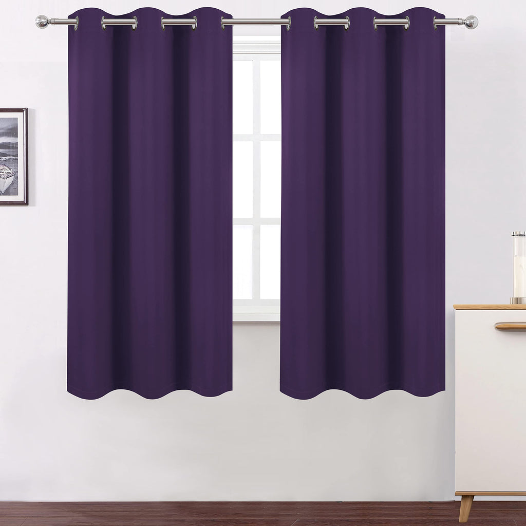 Lemomo 100% Blackout Curtains 40 X 63 Inch/Purple Curtains 2 Panels With Black Liner/Double Layer Full Room Darkening Bedroom Cu
