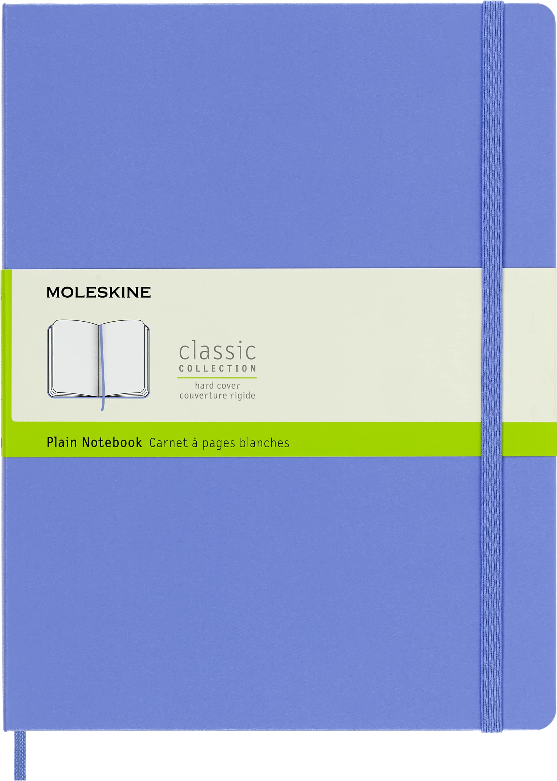 Moleskine Classic Notebook, Hard Cover, Xl (7.5' X 9.5') Plain/Blank, Hydrangea Blue, 192 Pages